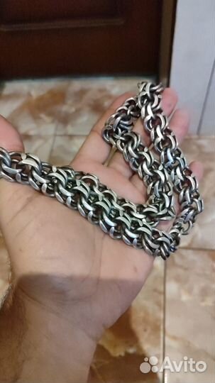 Мужская серебряная цепь бисмарк
