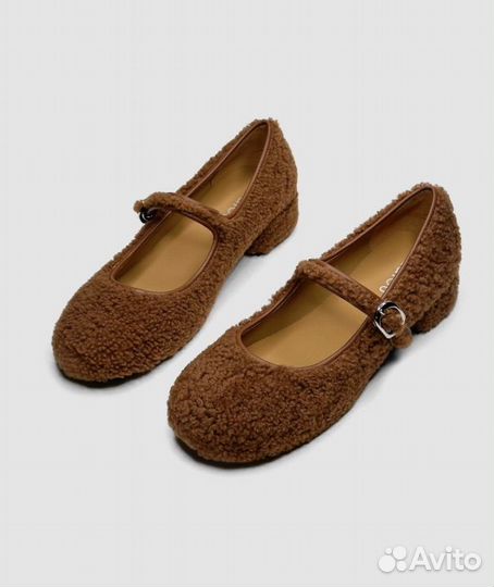 Туфли lalou teddy плюшевые коричневые