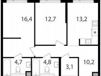 2-к. квартира, 65,1 м², 6/17 эт.