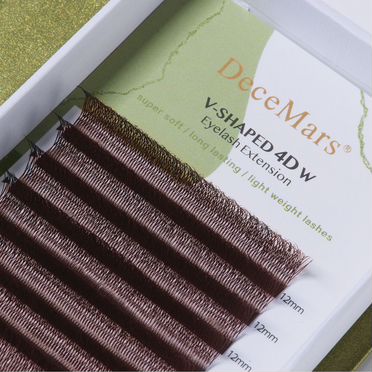 Накладные ресницы DeceMars V-образные 4D коричневые 12 рядов L+, 11 мм