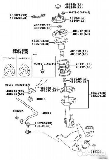 Стойка передняя Toyota Caldina 1993