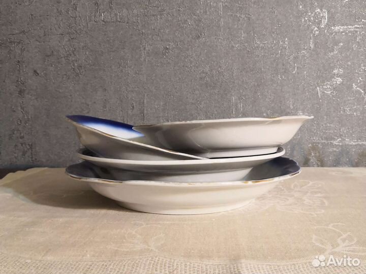 Тарелки кобальтовые с позолотой СССР
