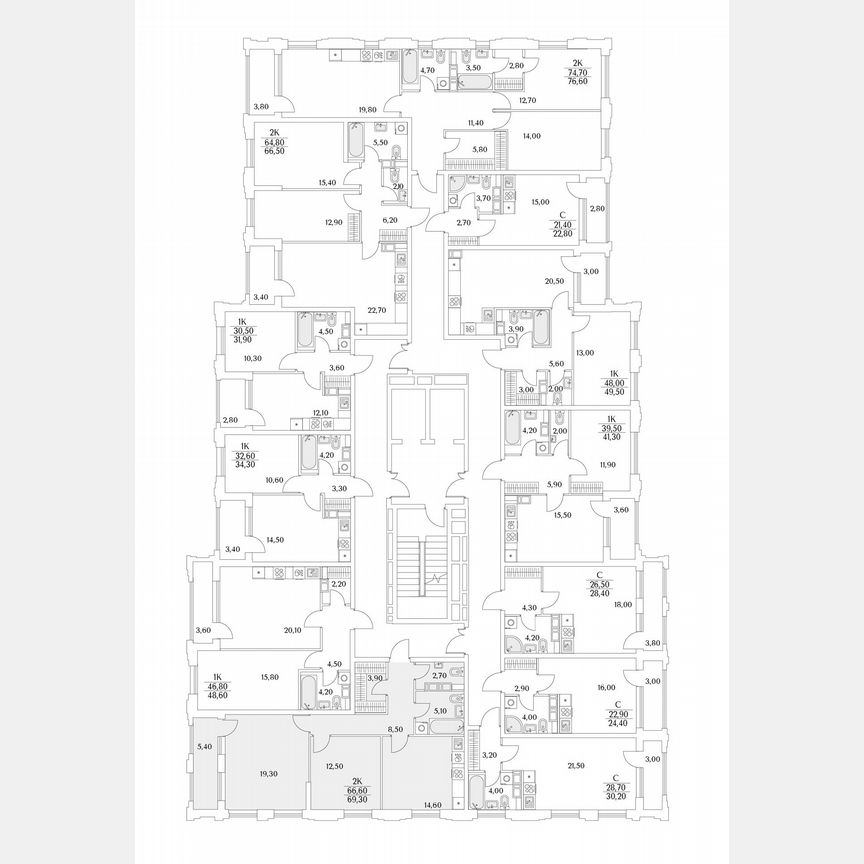 2-к. квартира, 69,3 м², 5/13 эт.