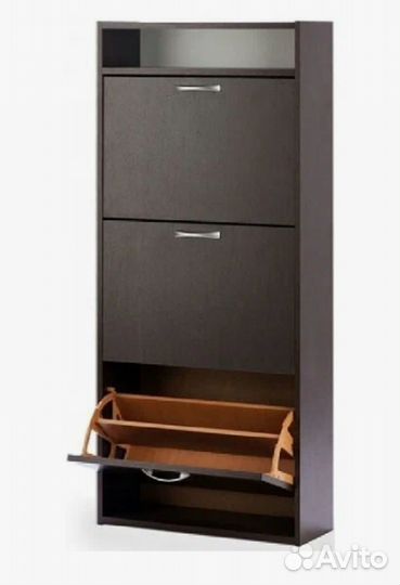 Обувница тройная, высокая, цвет венге