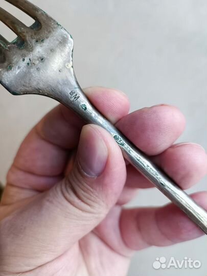 Огромная посеребренная вилка 30 см. BM. Fraget