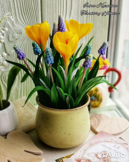 Букет в кружке. Ручная работа. Цветы