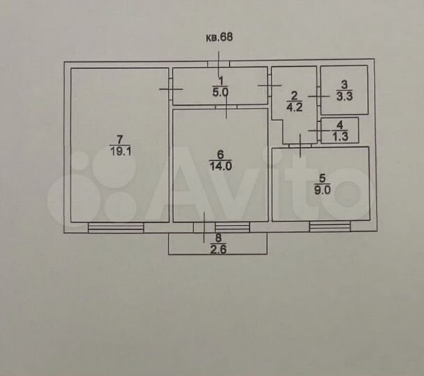 2-к. квартира, 56 м², 5/9 эт.