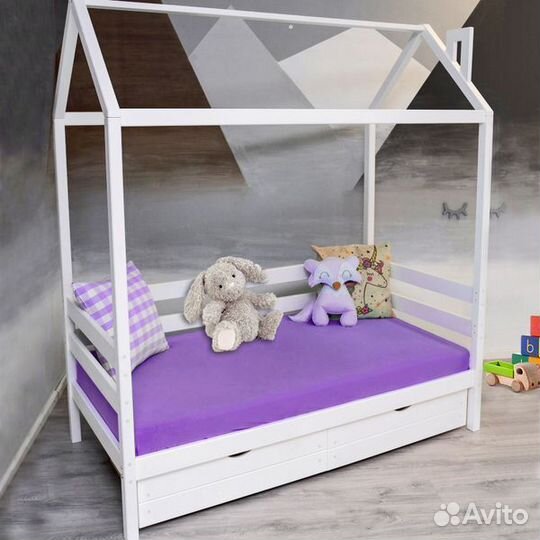 Кроватка с бортиком домик из натурального дерева д