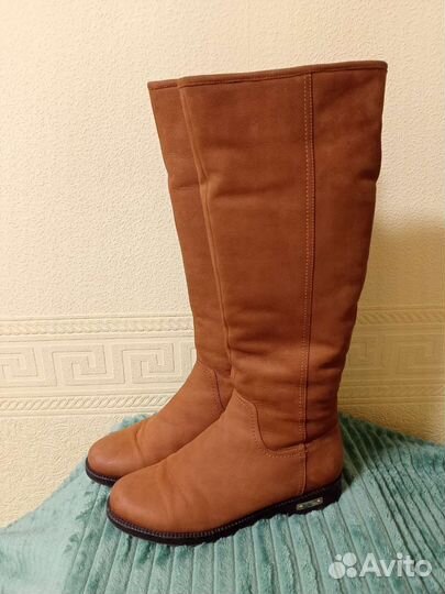 Сапоги женские зимние, нубук, р.40, рыжие, мало бу