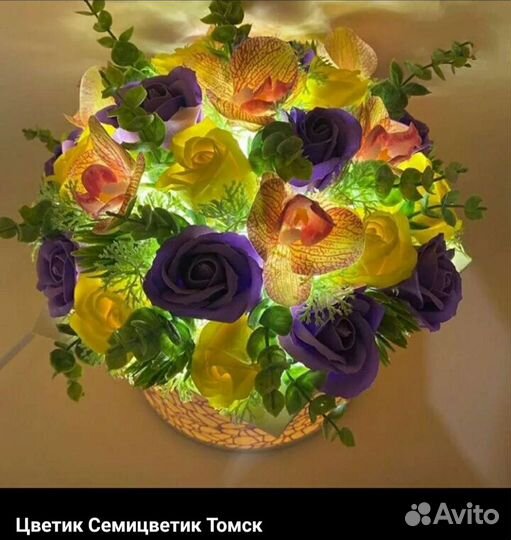 Букет светильник из мыльных цветов