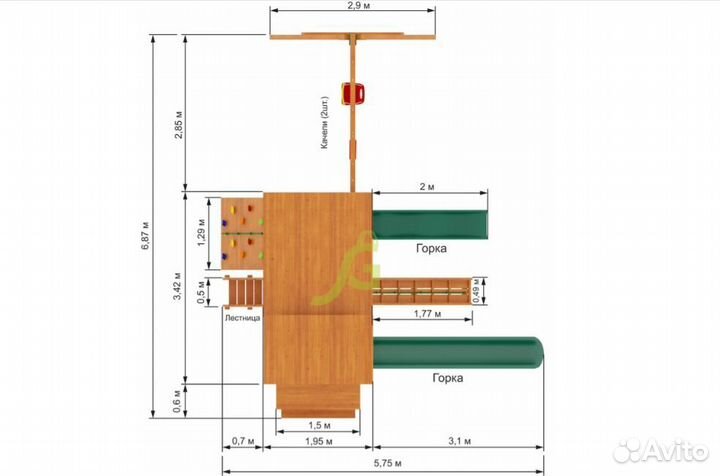 Игровая площадка деревянная 