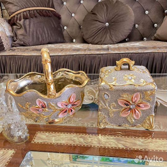 Ваза конфетница цветное стекло