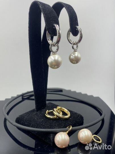 Серьги жемчужные, съёмные