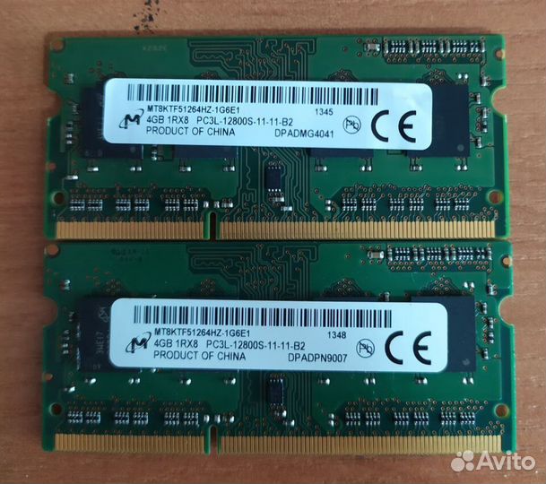 Озу 4 GB DDR3, PC3L, 12800S, для ноутбука