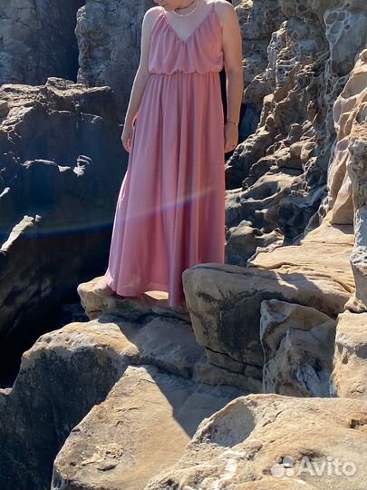 Платье макси длинное розовое 48-50 L XL