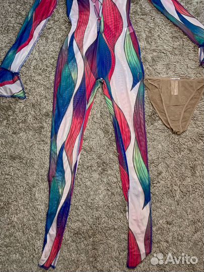 Комбинезон разноцветный полупрозрачный новый
