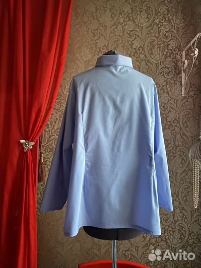 Новая рубашка хлопок 54-56 голубая