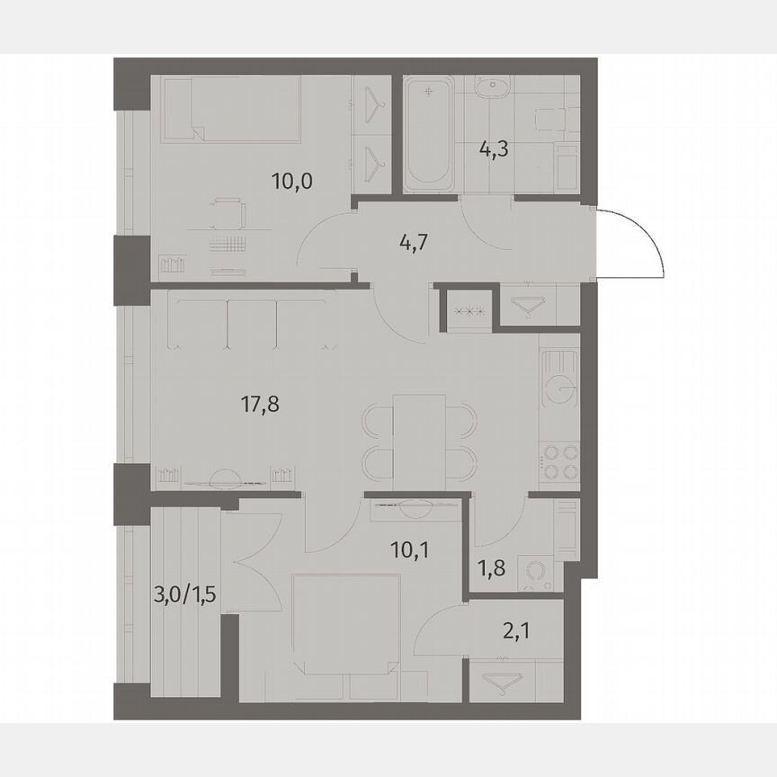 2-к. квартира, 52,2 м², 5/11 эт.