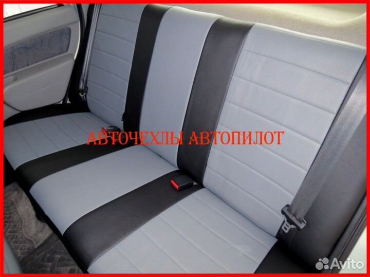 Чехлы Автопилот Renault Logan 1 из экокожи чёр-сер