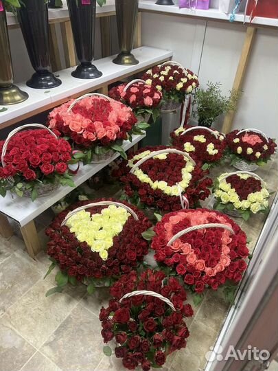 101 роза сердце Москва (Все районы)