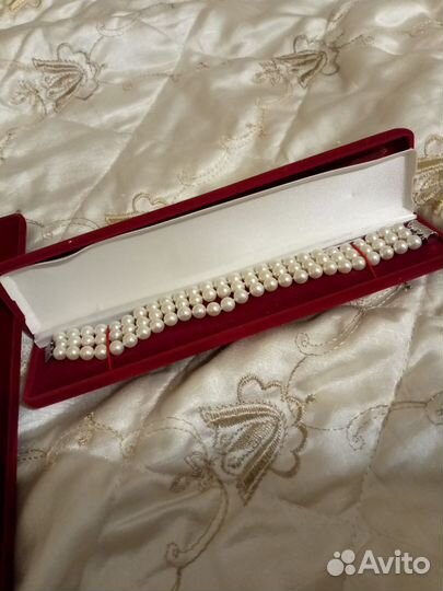 Браслет и колье из натурального жемчуга