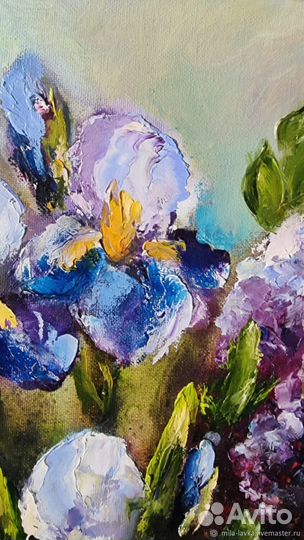 Картина маслом на холсте цветы ручная работа