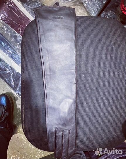 Перчатки длинные кожаные