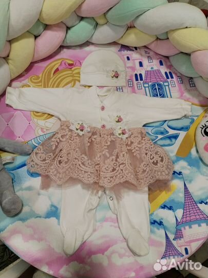 Комплект на выписку комбинезон - платье 56 р