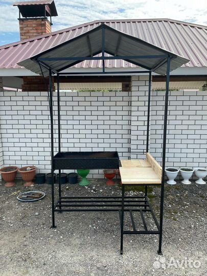 Мангал угловой loft с крышей новый