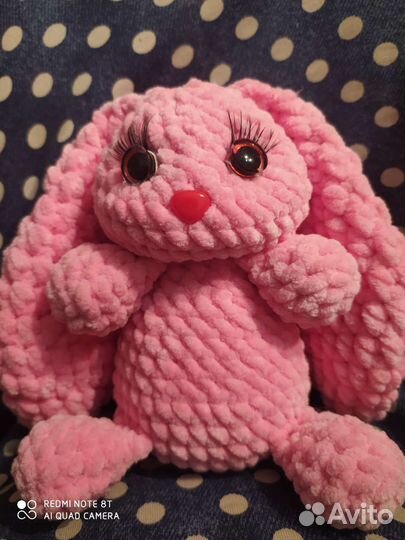 Зайчик ручной работы, вязаный, мягкая игрушка анти