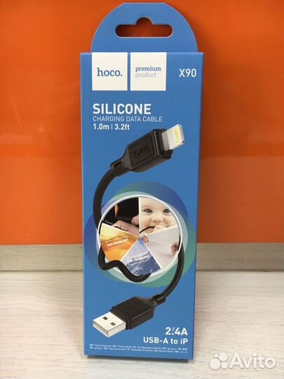 Кабель Lightning Hoco X90 (2.4A,1m) black