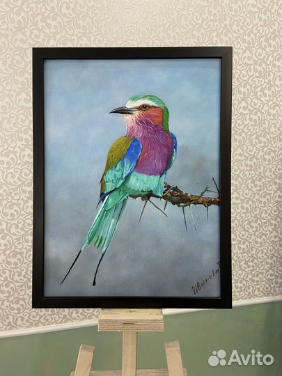 Интерьерная картина маслом «Яркая птичка»