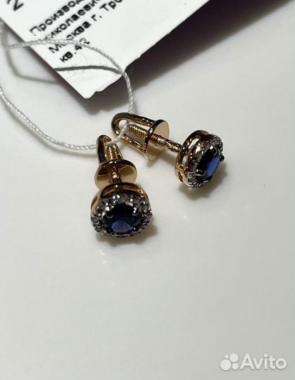 Серьги из золота сапфиры/бриллианты новые