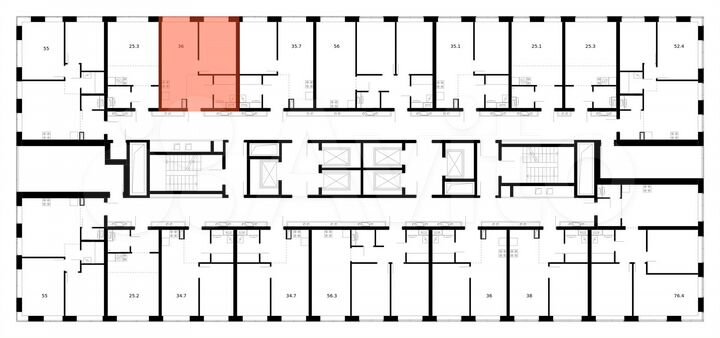 1-к. квартира, 36 м², 26/62 эт.