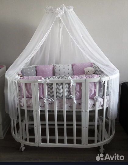 Детская кроватка с маятником круглая/овальная