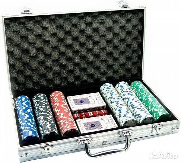 Покерный набор в алюминиевом кейсе 300 фишек с но
