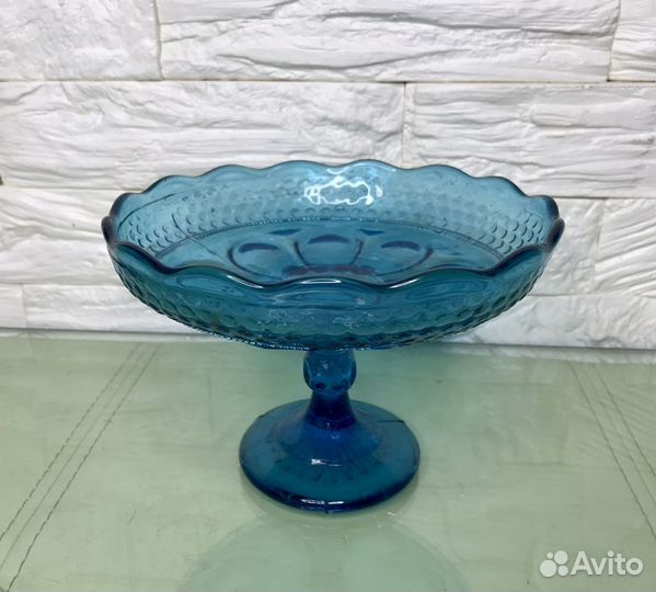 Ваза для фруктов купоросное стекло до 1917 Мальцов