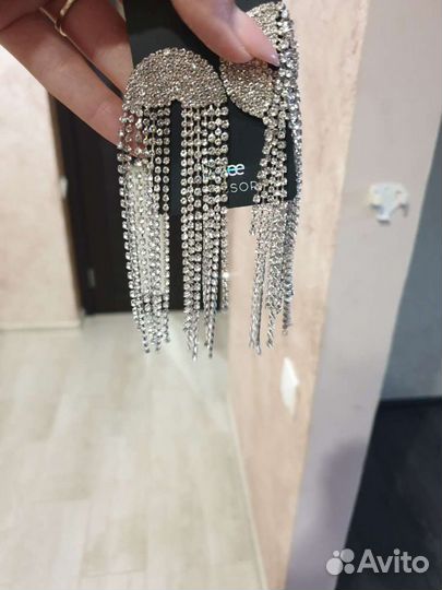 Серьги вечерние со стразами