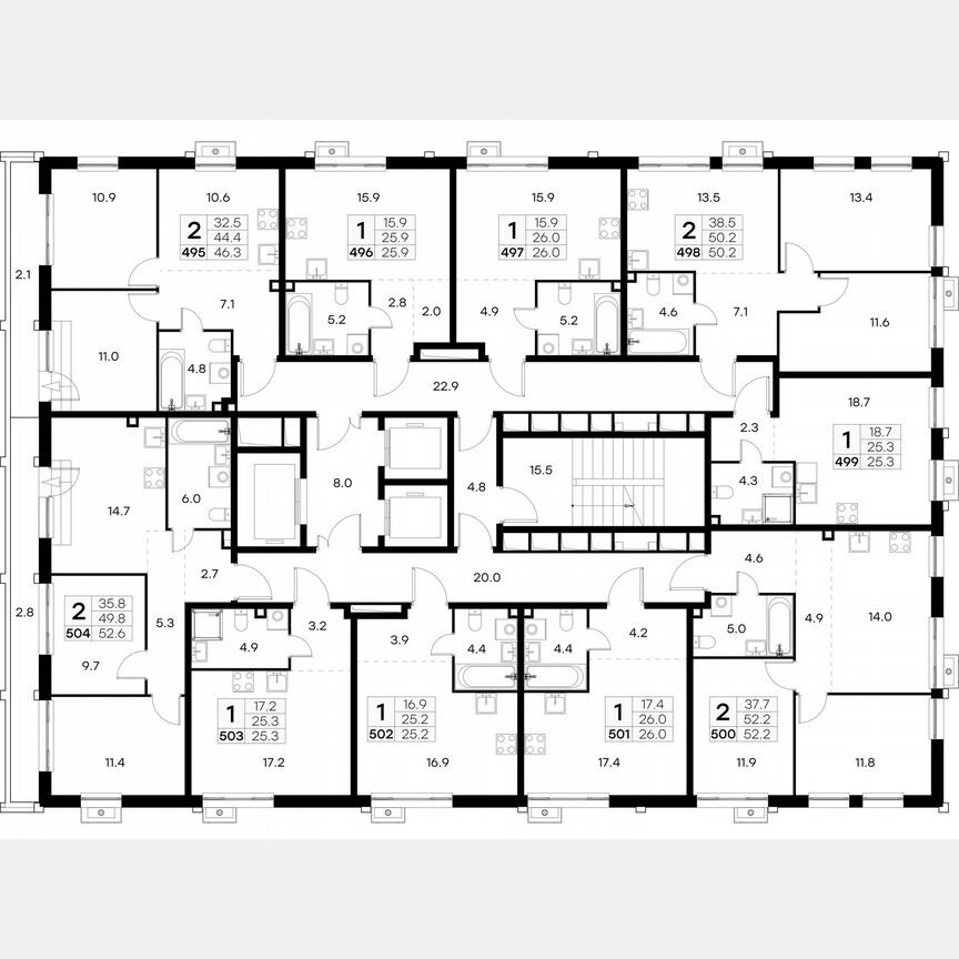 2-к. квартира, 46,3 м², 14/23 эт.