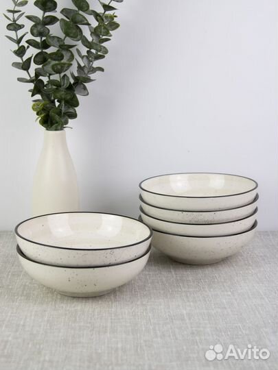 Набор обеденных глубоких тарелок 750 мл 6 шт