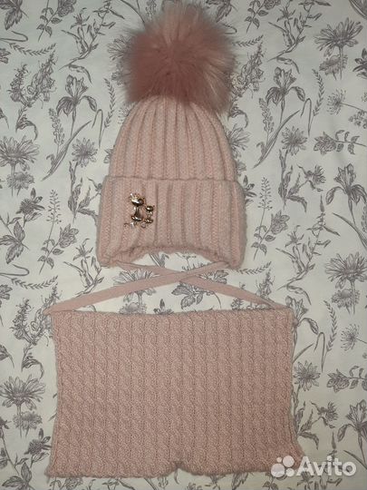 Комплект шапка и снуд для девочки
