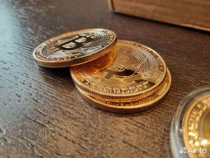 Монета коллекционная Биткоин, 4 мм, в футляре