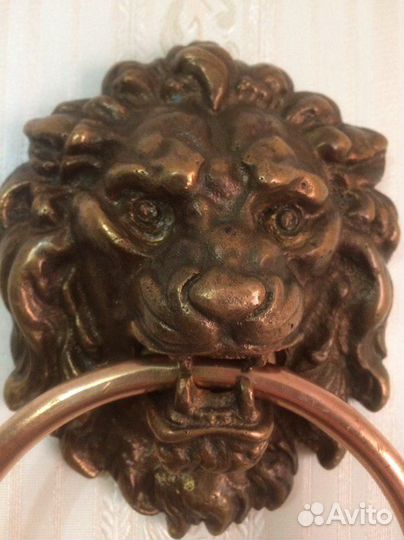 Лев Дверной молоток, стукало, барельеф Бронза