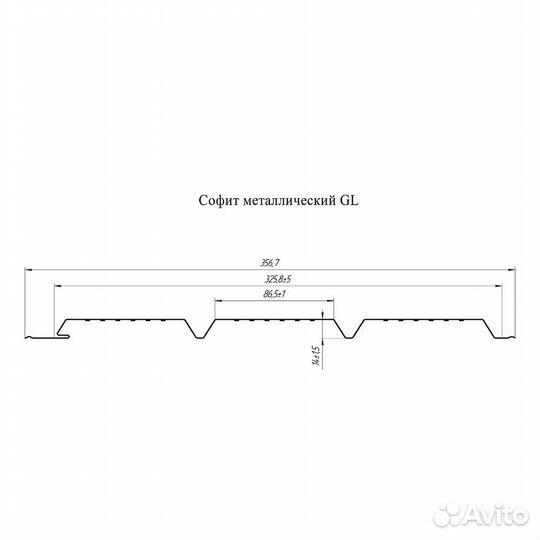 Софит металлический с центральной перфорацией Grand Line коричневый RAL 8017 2000х357х0,45 мм