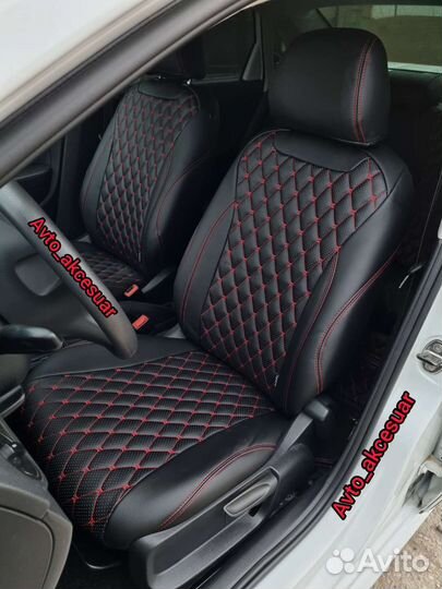 Чехлы Volkswagen Polo - Поло Черные с красн