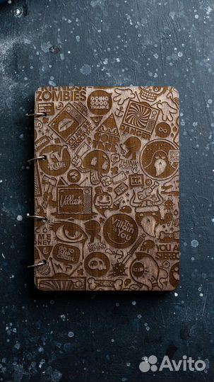 Блокноты деревянные на кольцах с гравировкой