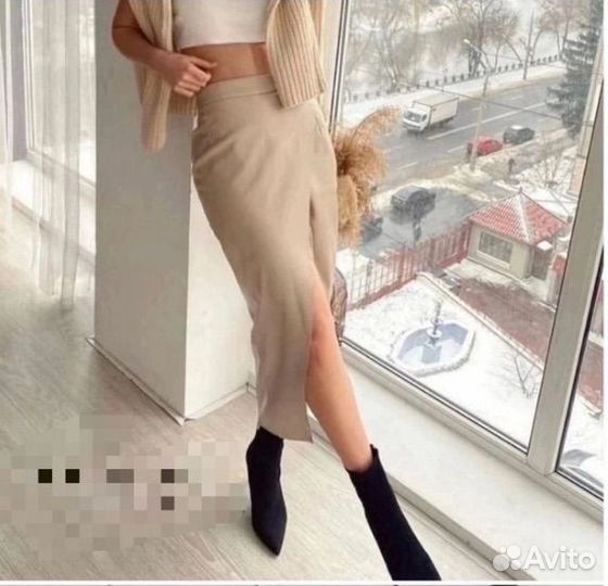 Кожаная юбка карандаш