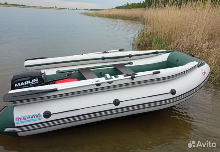 Лодка mishimo family lite 430, бело-зеленая