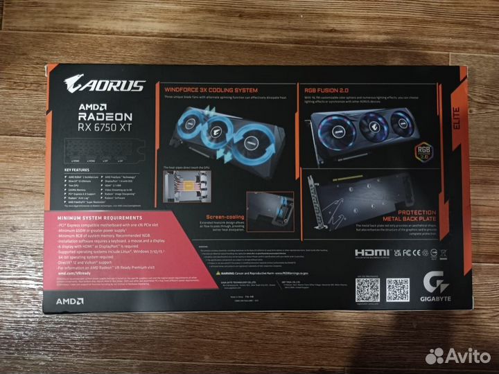 Видеокарта Gigabyte RX 6750XT Aorus Elite Новая