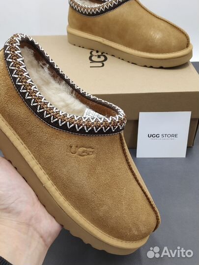 Слипоны UGG tasman slippers chestnut с орнаментом